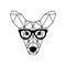 Deer female in glasses. Geometric style.