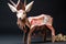 Deer figurine made of paper triangles. Japanese origami, paper art style