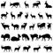 Deer and goats silhouettes set