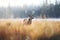 Deer gracefully roam through the serene forest and open field on a tranquil winter day