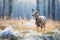 Deer gracefully roam through the serene forest and open field on a tranquil winter day