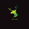 Deer Gradient green on a dark background. logo. symbol. vector