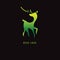 Deer Gradient green on a dark background. logo. symbol. vector