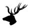 Deer head with antlers  silhouette isolated on white background. Reindeer, proud Noble Deer male trophy. Powerful buck.