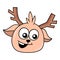 Deer head laughing happily, doodle icon drawing