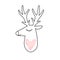 Deer head portrait. Stylized drawing reindeer in simple scandi style. Nursery scandinavian art. Black and white vector