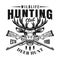 Deer head and rifles vector hunting club emblem