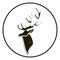 Deer head silhouette with large horns isolated