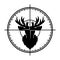 Deer head silhouette in optical sight vector