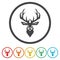 Deer Head Silhouette ring icon, color set