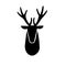 Deer head silhouette. Stylized drawing reindeer in simple scandi style. Black and white vector illustration