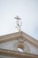 A deer head is silhouetted on marble buildings very beautifully