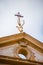 A deer head is silhouetted on marble buildings very beautifully