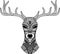 Deer head stylized in zentangle style. Tribal tattoo design. Vector