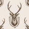 Deer head trophy sketch seamless pattern vector