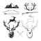 Deer head vector elements constructor for vintage hunting and hipster labels
