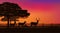 Deer herd at sunset farm field vector silhouette design