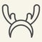 Deer horns cloth line icon. Reindeer mask outline style pictogram on white background. Funny Christmas reindeer horns