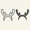 Deer horns cloth line and solid icon. Reindeer mask outline style pictogram on white background. Funny Christmas