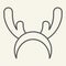 Deer horns cloth thin line icon. Reindeer mask outline style pictogram on white background. Funny Christmas reindeer