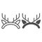 Deer horns line and solid icon. Hair hoop, horned reindeer antlers symbol, outline style pictogram on white background