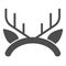 Deer horns solid icon. Hair hoop, horned reindeer antlers symbol, glyph style pictogram on white background. Christmas