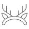 Deer horns thin line icon. Hair hoop, horned reindeer antlers symbol, outline style pictogram on white background