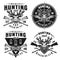 Deer hunt set of four vector hunting club emblems