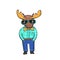 Deer in jeans and sunglasses.