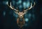 A deer with large antlers in the dark, AI