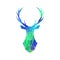 Deer low poly portrait. Blue and green gradient.