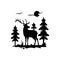 Deer, Male, Horned - forest landscape, Wildlife Stencils - mountain Silhouettes for Cricut, Wildlife clipart, png Cut