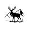 Deer, Male, Horned - mountain landscape, Wildlife Stencils - mountain Silhouettes for Cricut, Wildlife clipart, png Cut