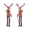 Deer man, elegant mister moose, animal head human handshake greeting