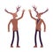 Deer man, elegant mister moose, animal head human waving hand