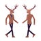 Deer man, elegant mister moose, animal head stylish human walking