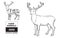 Deer meat cuts with elements and names. Isolated black on white background. Butcher shop.