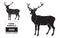 Deer meat cuts with elements and names. Isolated black on white background. Butcher shop.