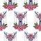 Deer and Peonies Seamless Pattern