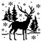 Deer pixel art. Pattern deer on winter image. Snowfall and deer