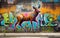 The deer\\\'s form is adorned with colorful, abstract patterns and symbols, reflecting the energy generative using Ai