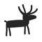 Deer Silhouette Cartoon Vector. Funny and simple Christmas Stug or Moose icon. Wildlife Animal with Antlers in Primitive