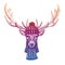 Deer. Ski, skier animal wearing woolen knitted hat. Christmas time. Cartoon character for little children. Kids print