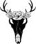 Deer skull and flowers. Animal silhouette. Floral horn