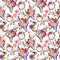 Deer skulls with flowers and dreamcatchers. Seamless pattern. Watercolor