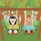 Deer and sloth bear playing on the swing forest fantasy fairy tale