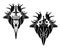 Deer stag heads and royal heraldic shield with crown and sword black and white vector design set