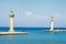 Deer statues at the entrance to Mandraki Harbour, Rhodes Island, Greece