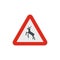 Deer traffic warning sign icon, flat style