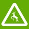 Deer traffic warning sign icon green